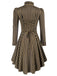 Brown 1940s Gothic Stripes High-Low Hem Coat