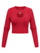 1960s Rhinestones Heart Cutout Knitted Solid Sweater