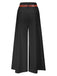 1930s High Waist Belted Wide-Leg Solid Pants