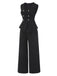 2PCS Black 1960s Double Breasted Sleeveless Vest & Wide Leg Pants