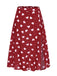 Red 1950s Heart Dots Slit A-Line Skirt