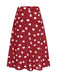 Red 1950s Heart Dots Slit A-Line Skirt