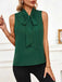 Green 1950s Tie Neck Solid Sleeveless Top