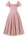 Pink 1950s Solid Lace Heart Collar Dress