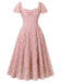 Pink 1950s Solid Lace Heart Collar Dress