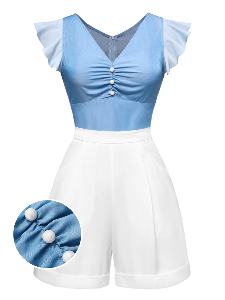 [Pre-Sale] Blue 1940s Cinderella Ruffled Romper