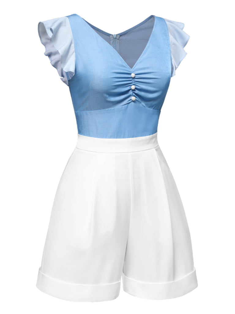 [Pre-Sale] Blue 1940s Cinderella Ruffled Romper