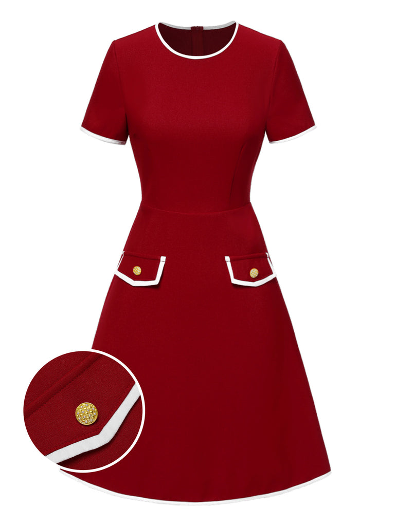 [Pre-Sale] Red 1960s Solid Pocket Dress