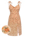 [Pre-Sale] [Plus Size] Apricot 1940s Ditsy Floral Shoulder Tie Dress