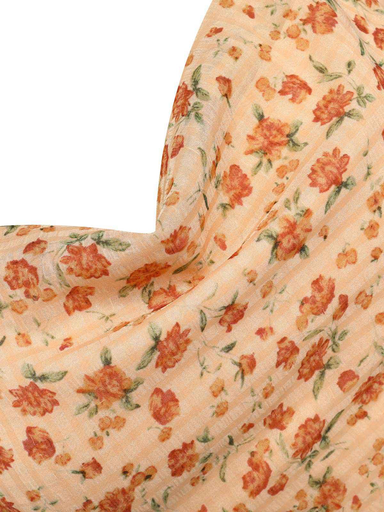 [Pre-Sale] [Plus Size] Apricot 1940s Ditsy Floral Shoulder Tie Dress