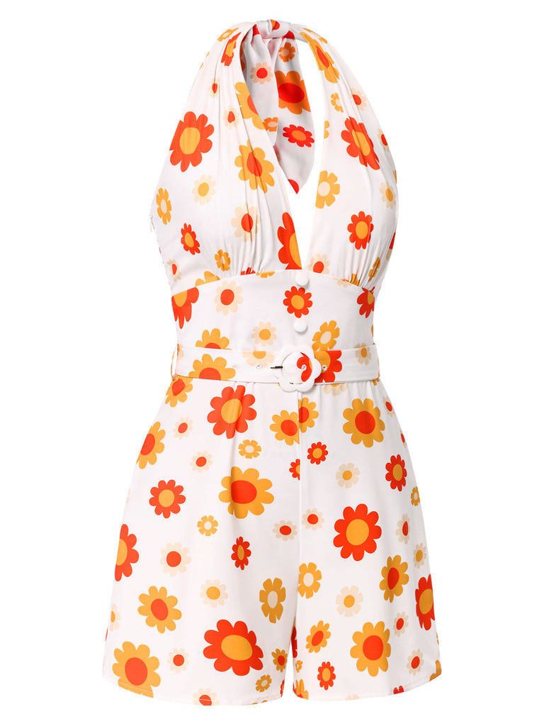 [Pre-Sale] Yellow 1960s Daisy Floral Halter Romper