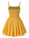 Yellow 1950s Strap Floral Embroidered Dress