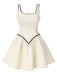 White 1950s Binding Tweed Skater Dress