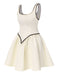 White 1950s Binding Tweed Skater Dress