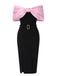 Pink & Black 1960s Bow Off-Shoulder Belted Dress