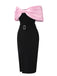 Pink & Black 1960s Bow Off-Shoulder Belted Dress