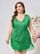 [Plus Size] Green 1920s V-Neck Tassels Flapper Dress