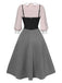 2PCS 1940s Colorblock Pink Blouse & Gray Dress