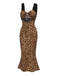 [Pre-Sale] Brown 1930s Leopard Hollow Lace Mermaid Dress