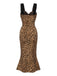 [Pre-Sale] Brown 1930s Leopard Hollow Lace Mermaid Dress