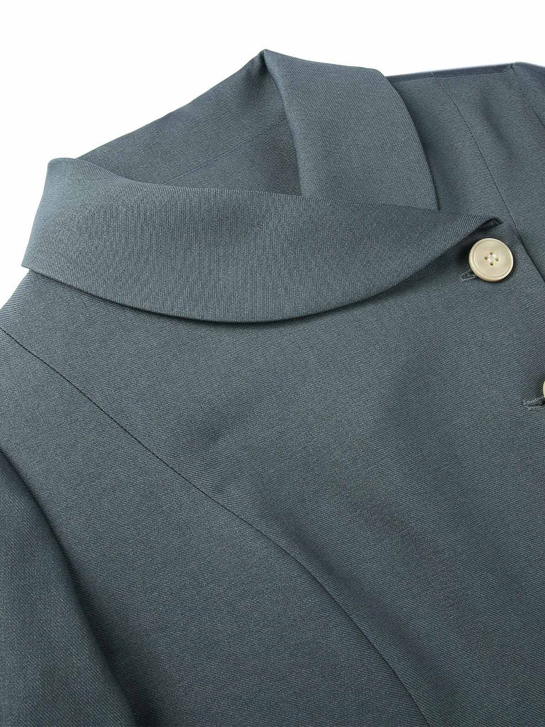 [Pre-Sale] Grey 1940s Solid Slanted Lapel Suit Coat