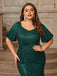 [Plus Size] Green 1930s Sequins Puff Sleeves Long Dress