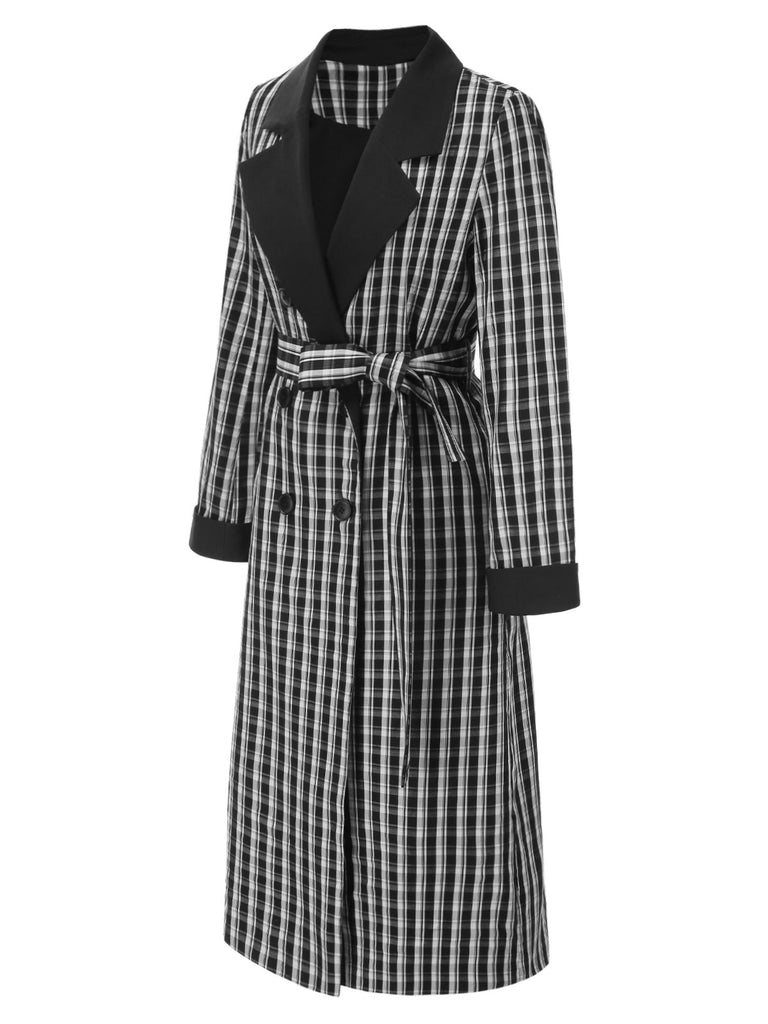 [Pre-Sale] Black 1940s Lapel Plaid Bow Tie Coat