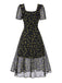 [Pre-Sale] Black 1940s Floral Square Neck Chiffon Dress