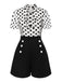 Black And White 1950s Polka Dot Collared Romper