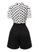 Black And White 1950s Polka Dot Collared Romper