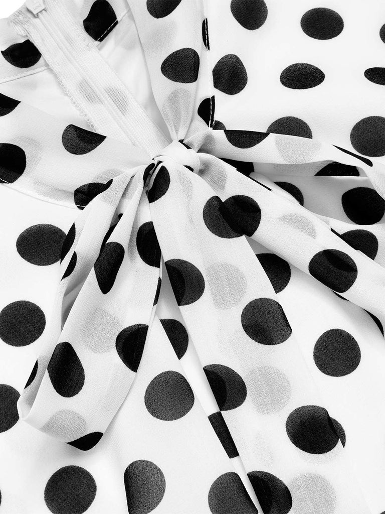 [Pre-Sale] Black And White 1950s Polka Dot Collared Romper