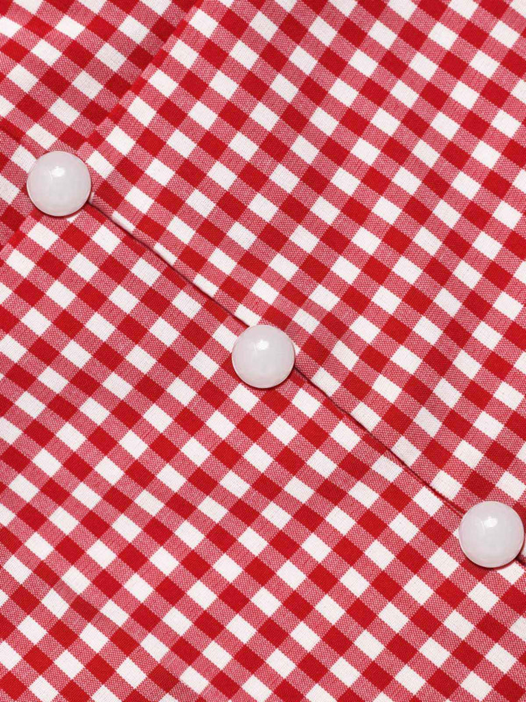 [Pre-Sale] Red 1940s Gingham Plaid Crop Blouse