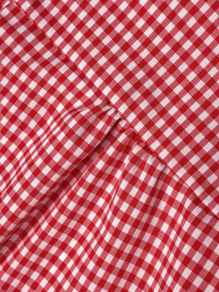 [Pre-Sale] Red 1940s Gingham Plaid Crop Blouse