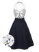 [Pre-Sale] Blue 1950s Lapel Polka Dots Halter Dress