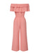 1930s Solid Layered Ruffle Off-Shoulder Jumpsuit