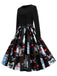 Black 1950s Cat Love Belted Dress