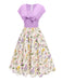 [Pre-Sale] Purple 1950s V-Neck Bow Floral Cotton Dress