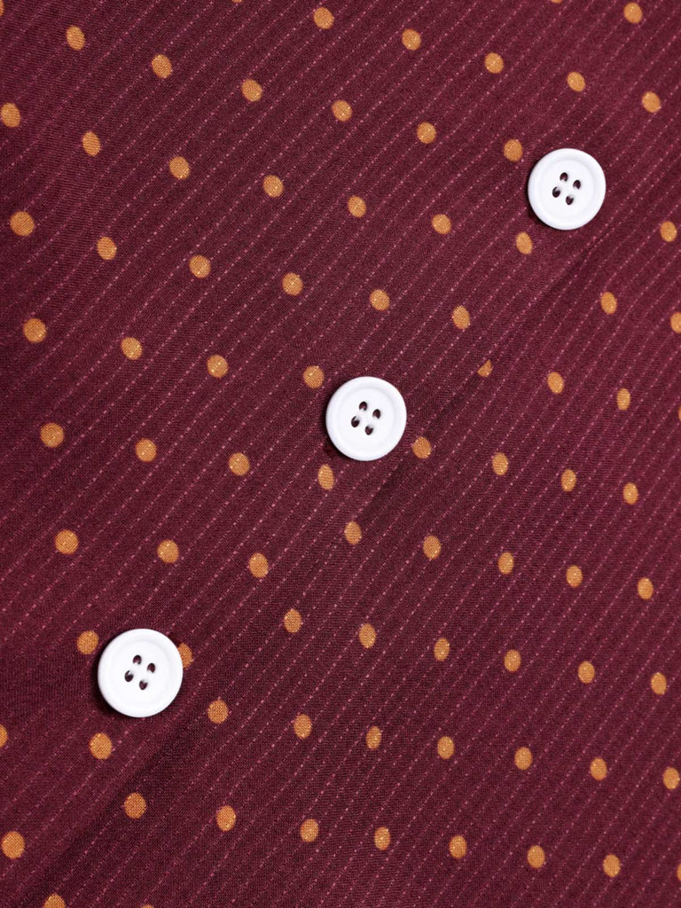 [Pre-Sale] Brick Red 1940s Polka Dot Lapel Shirt Dress