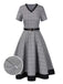 [Pre-Sale] Grey 1950s Houndstooth Belted Dress