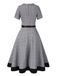 [Pre-Sale] Grey 1950s Houndstooth Belted Dress