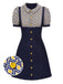 [Pre-Sale] Blue 1960s Peter Pan Collar Diamond-Print Dress