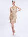 Gold 1920s Gatsby Sequins Tassel Patchwork Dress