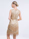 Gold 1920s Gatsby Sequins Tassel Patchwork Dress