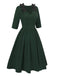 [Pre-Sale] Green 1950s Dots Ruffle Collar V-Neck Dress