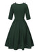 [Pre-Sale] Green 1950s Dots Ruffle Collar V-Neck Dress