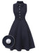 [Pre-Sale] 2PCS Navy Blue 1940s Lapel Pearl Romper & Skirt