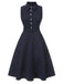 [Pre-Sale] 2PCS Navy Blue 1940s Lapel Pearl Romper & Skirt