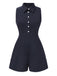 [Pre-Sale] 2PCS Navy Blue 1940s Lapel Pearl Romper & Skirt