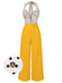 [Pre-Sale] Yellow 1940s Halter Heart Neck Polka Dots Jumpsuit