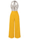 [Pre-Sale] Yellow 1940s Halter Heart Neck Polka Dots Jumpsuit